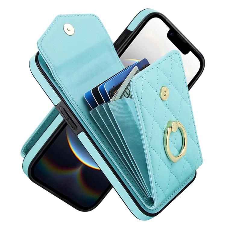 Rhombic Texture Card Bag Phone Case with Long Lanyard, For iPhone 16e, For iPhone 15 Pro Max, For iPhone 15 Pro, For iPhone 15 Plus, For iPhone 15, For iPhone 14 Plus, For iPhone 14, For iPhone 14 Pro, For iPhone 14 Pro Max, For iPhone 13 Pro Max������...