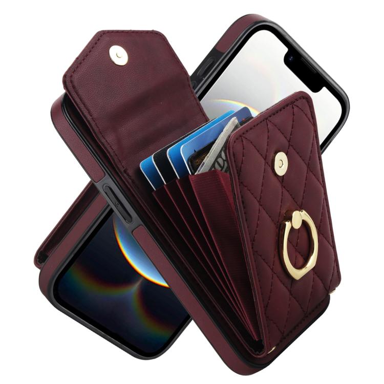 Rhombic Texture Card Bag Phone Case with Long Lanyard, For iPhone 16e, For iPhone 15 Pro Max, For iPhone 15 Pro, For iPhone 15 Plus, For iPhone 15, For iPhone 14 Plus, For iPhone 14, For iPhone 14 Pro, For iPhone 14 Pro Max, For iPhone 13 Pro Max������...