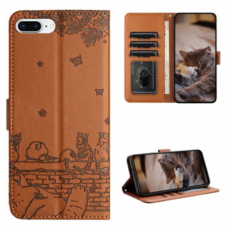 Cat Embossing Pattern Leather Phone Case with Lanyard, For iPhone 12 Pro Max, For iPhone 12 mini, For iPhone 11 Pro Max, For iPhone 11, For iPhone 11 Pro, For iPhone XS Max, For iPhone X, For iPhone 7 Plus / 8 Plus