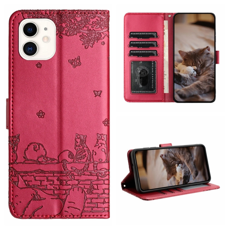 Cat Embossing Pattern Leather Phone Case with Lanyard, For iPhone 12 Pro Max, For iPhone 12 mini, For iPhone 11 Pro Max, For iPhone 11, For iPhone 11 Pro, For iPhone XS Max, For iPhone X, For iPhone 7 Plus / 8 Plus