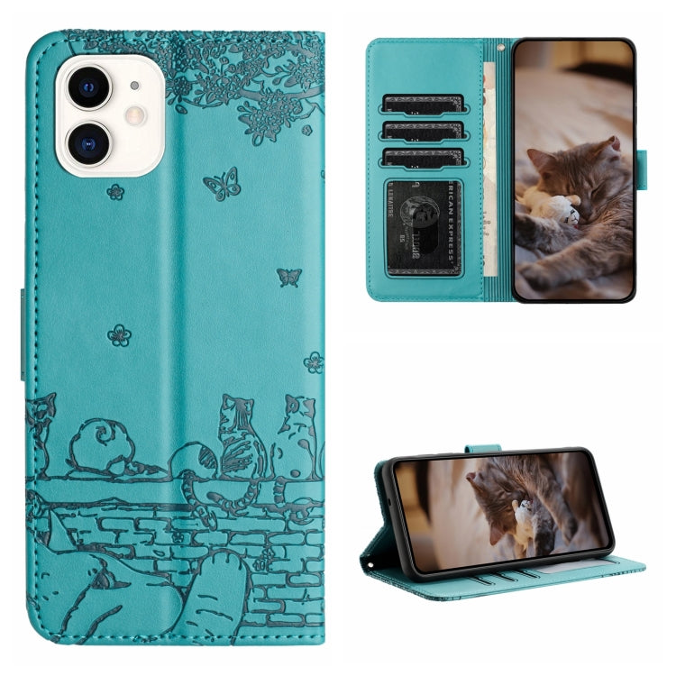 Cat Embossing Pattern Leather Phone Case with Lanyard, For iPhone 12 Pro Max, For iPhone 12 mini, For iPhone 11 Pro Max, For iPhone 11, For iPhone 11 Pro, For iPhone XS Max, For iPhone X, For iPhone 7 Plus / 8 Plus