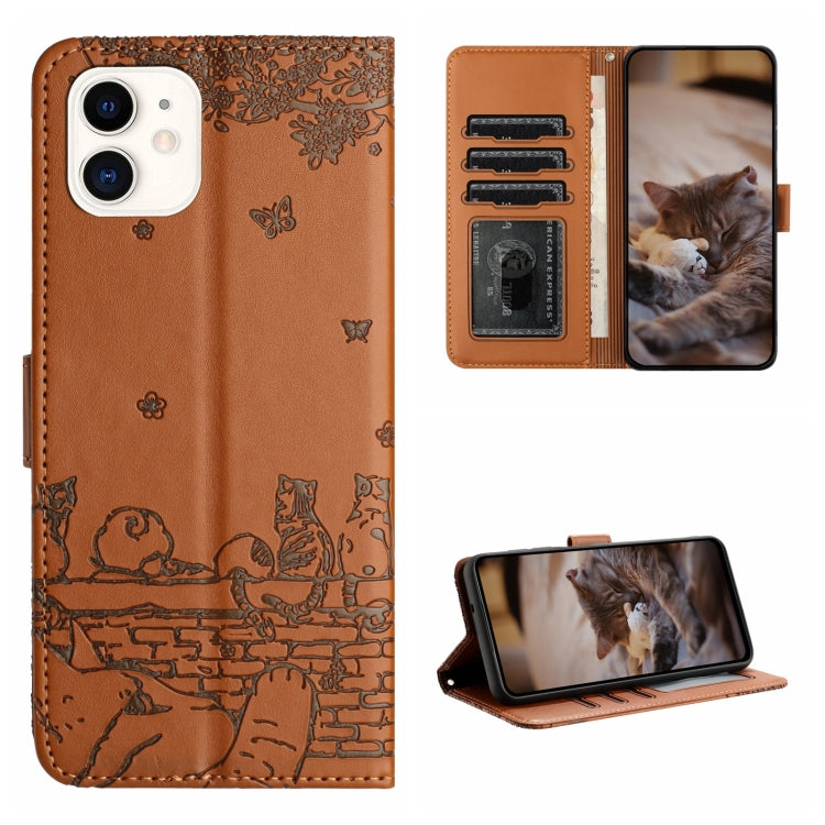 Cat Embossing Pattern Leather Phone Case with Lanyard, For iPhone 12 Pro Max, For iPhone 12 mini, For iPhone 11 Pro Max, For iPhone 11, For iPhone 11 Pro, For iPhone XS Max, For iPhone X, For iPhone 7 Plus / 8 Plus