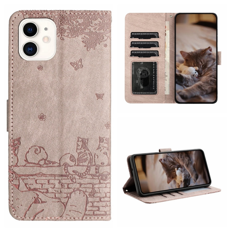 Cat Embossing Pattern Leather Phone Case with Lanyard, For iPhone 12 Pro Max, For iPhone 12 mini, For iPhone 11 Pro Max, For iPhone 11, For iPhone 11 Pro, For iPhone XS Max, For iPhone X, For iPhone 7 Plus / 8 Plus