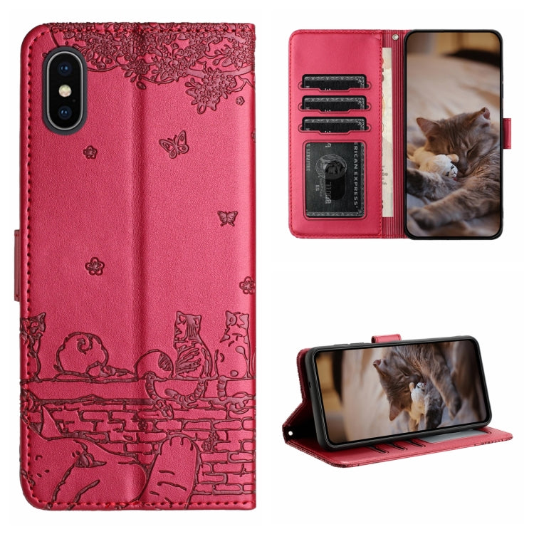 Cat Embossing Pattern Leather Phone Case with Lanyard, For iPhone 12 Pro Max, For iPhone 12 mini, For iPhone 11 Pro Max, For iPhone 11, For iPhone 11 Pro, For iPhone XS Max, For iPhone X, For iPhone 7 Plus / 8 Plus