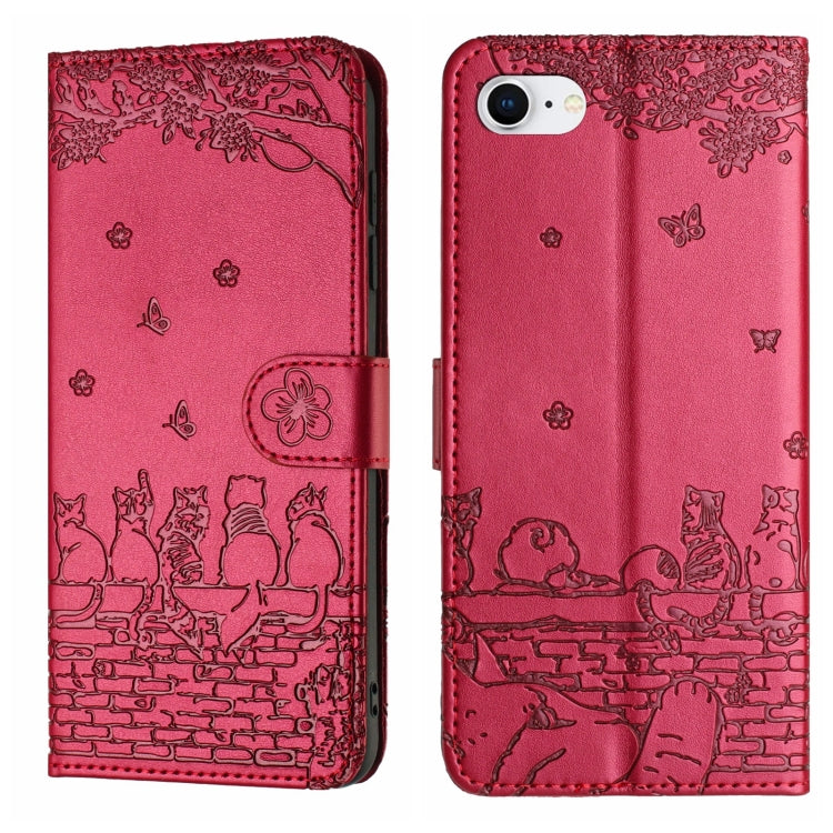 Cat Embossing Pattern Leather Phone Case with Lanyard, For iPhone 16 Pro Max, For iPhone 16 Pro, For iPhone 16 Plus, For iPhone 16, iPhone 16e, For iPhone 15 Pro Max, For iPhone 15 Pro, For iPhone 15 Plus, For iPhone 15, For iPhone 14 Plus, For iPhone ...