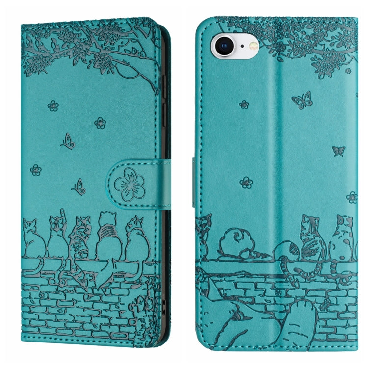 Cat Embossing Pattern Leather Phone Case with Lanyard, For iPhone 16 Pro Max, For iPhone 16 Pro, For iPhone 16 Plus, For iPhone 16, iPhone 16e, For iPhone 15 Pro Max, For iPhone 15 Pro, For iPhone 15 Plus, For iPhone 15, For iPhone 14 Plus, For iPhone ...