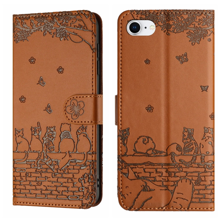 Cat Embossing Pattern Leather Phone Case with Lanyard, For iPhone 16 Pro Max, For iPhone 16 Pro, For iPhone 16 Plus, For iPhone 16, iPhone 16e, For iPhone 15 Pro Max, For iPhone 15 Pro, For iPhone 15 Plus, For iPhone 15, For iPhone 14 Plus, For iPhone ...