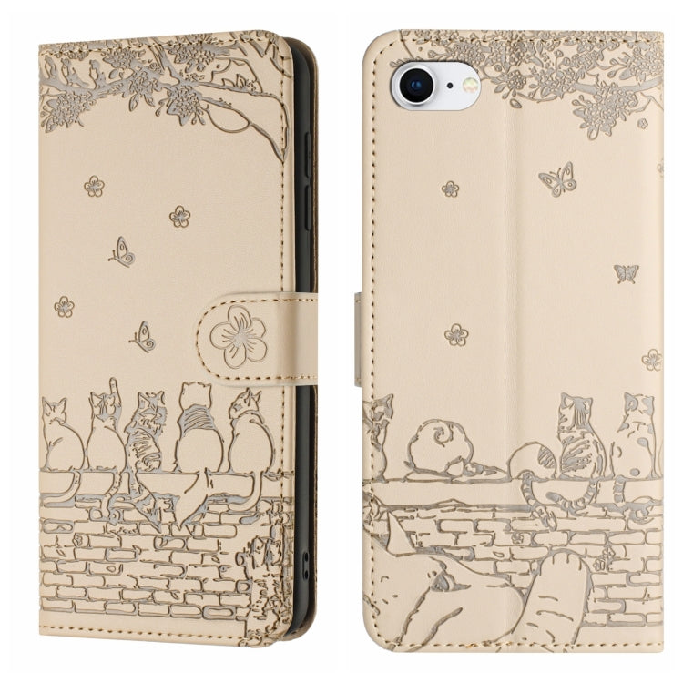 Cat Embossing Pattern Leather Phone Case with Lanyard, For iPhone 16 Pro Max, For iPhone 16 Pro, For iPhone 16 Plus, For iPhone 16, iPhone 16e, For iPhone 15 Pro Max, For iPhone 15 Pro, For iPhone 15 Plus, For iPhone 15, For iPhone 14 Plus, For iPhone ...