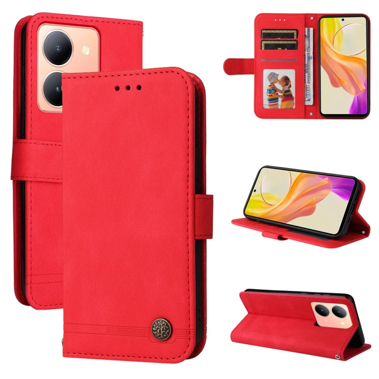 Skin Feel Life Tree Metal Button Leather Phone Case, For vivo Y36 4G / 5G Foreign, For vivo Y78 5G Foreign