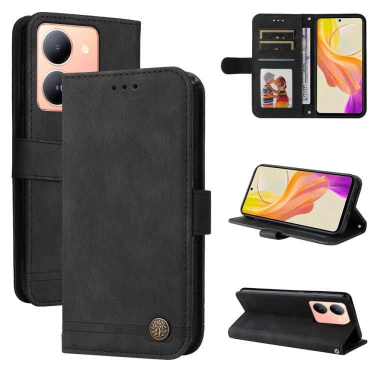 Skin Feel Life Tree Metal Button Leather Phone Case, For vivo Y36 4G / 5G Foreign, For vivo Y78 5G Foreign