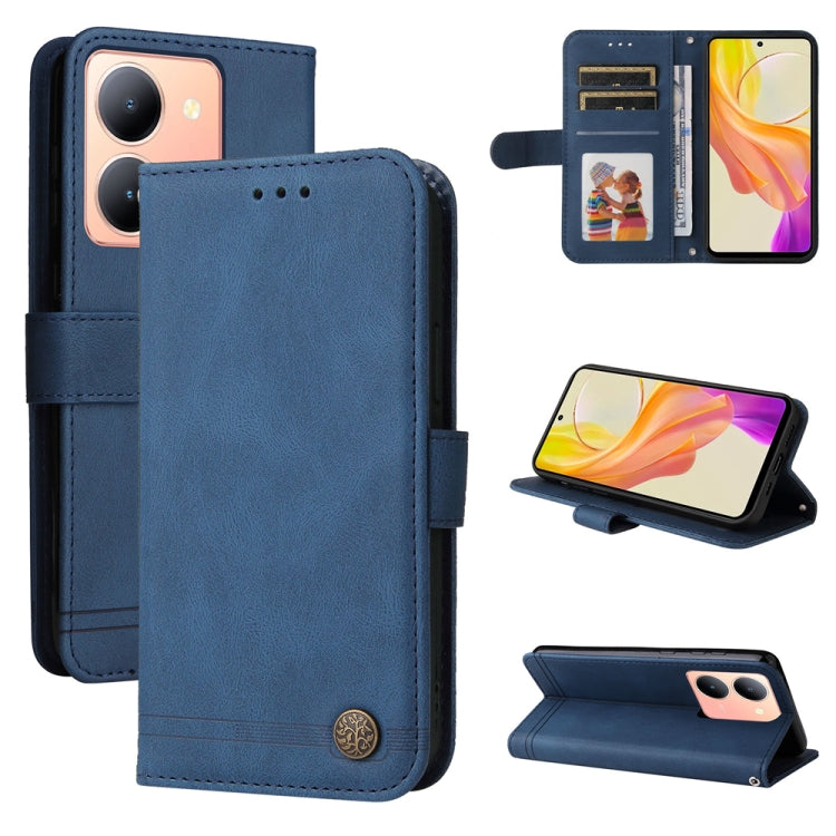 Skin Feel Life Tree Metal Button Leather Phone Case, For vivo Y36 4G / 5G Foreign, For vivo Y78 5G Foreign