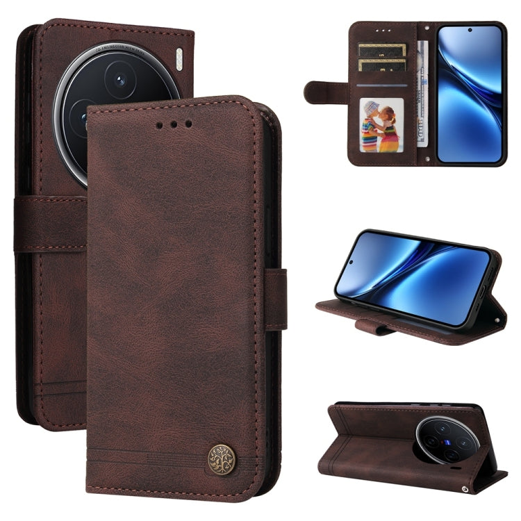 Skin Feel Life Tree Metal Button Leather Phone Case, For vivo V50 Lite 4G / 5G, For vivo Y39 5G / Y300i, For vivo Y29s 5G / Y04 4G, For vivo Y29 4G, For vivo V50, For vivo S20, For vivo S20 Pro, For vivo Y19s, For vivo X200, For vivo X200 Pro mini�����...