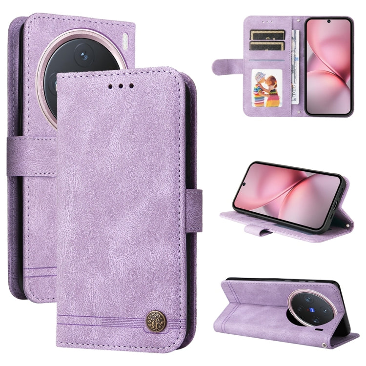 Skin Feel Life Tree Metal Button Leather Phone Case, For vivo V50 Lite 4G / 5G, For vivo Y39 5G / Y300i, For vivo Y29s 5G / Y04 4G, For vivo Y29 4G, For vivo V50, For vivo S20, For vivo S20 Pro, For vivo Y19s, For vivo X200, For vivo X200 Pro mini�����...