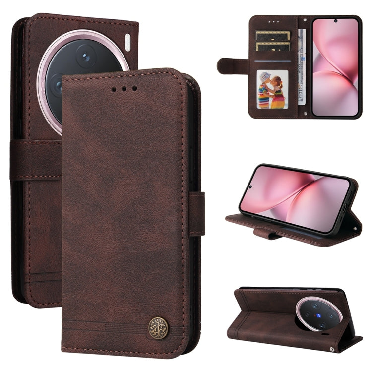 Skin Feel Life Tree Metal Button Leather Phone Case, For vivo V50 Lite 4G / 5G, For vivo Y39 5G / Y300i, For vivo Y29s 5G / Y04 4G, For vivo Y29 4G, For vivo V50, For vivo S20, For vivo S20 Pro, For vivo Y19s, For vivo X200, For vivo X200 Pro mini�����...