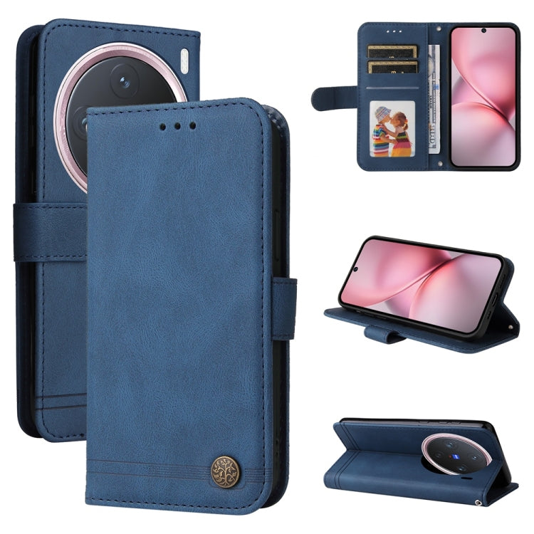 Skin Feel Life Tree Metal Button Leather Phone Case, For vivo V50 Lite 4G / 5G, For vivo Y39 5G / Y300i, For vivo Y29s 5G / Y04 4G, For vivo Y29 4G, For vivo V50, For vivo S20, For vivo S20 Pro, For vivo Y19s, For vivo X200, For vivo X200 Pro mini�����...