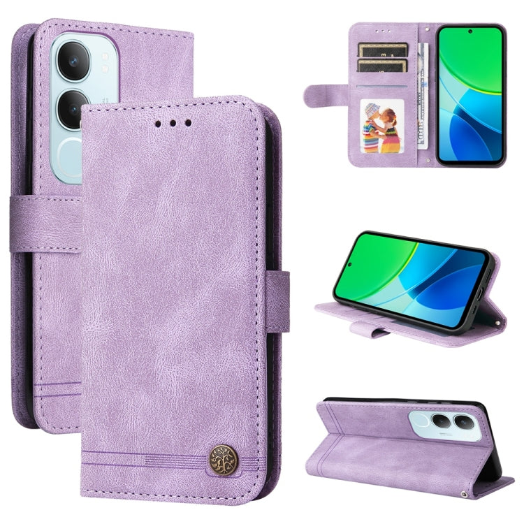Skin Feel Life Tree Metal Button Leather Phone Case, For vivo V50 Lite 4G / 5G, For vivo Y39 5G / Y300i, For vivo Y29s 5G / Y04 4G, For vivo Y29 4G, For vivo V50, For vivo S20, For vivo S20 Pro, For vivo Y19s, For vivo X200, For vivo X200 Pro mini�����...