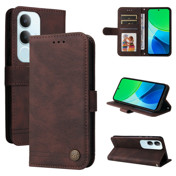Skin Feel Life Tree Metal Button Leather Phone Case, For vivo V50 Lite 4G / 5G, For vivo Y39 5G / Y300i, For vivo Y29s 5G / Y04 4G, For vivo Y29 4G, For vivo V50, For vivo S20, For vivo S20 Pro, For vivo Y19s, For vivo X200, For vivo X200 Pro mini�����...