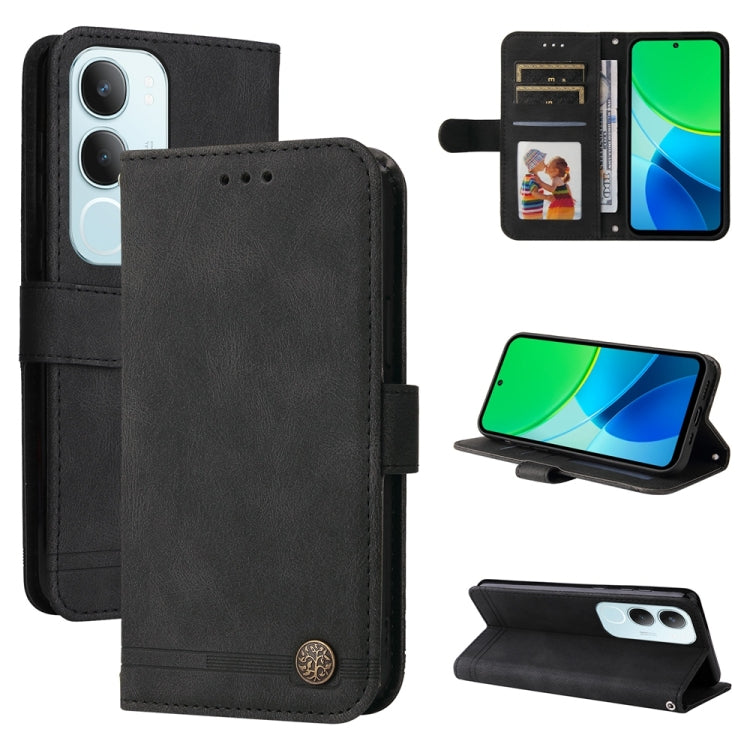 Skin Feel Life Tree Metal Button Leather Phone Case, For vivo V50 Lite 4G / 5G, For vivo Y39 5G / Y300i, For vivo Y29s 5G / Y04 4G, For vivo Y29 4G, For vivo V50, For vivo S20, For vivo S20 Pro, For vivo Y19s, For vivo X200, For vivo X200 Pro mini�����...