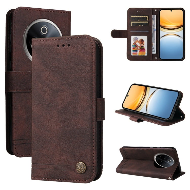 Skin Feel Life Tree Metal Button Leather Phone Case, For vivo V50 Lite 4G / 5G, For vivo Y39 5G / Y300i, For vivo Y29s 5G / Y04 4G, For vivo Y29 4G, For vivo V50, For vivo S20, For vivo S20 Pro, For vivo Y19s, For vivo X200, For vivo X200 Pro mini�����...