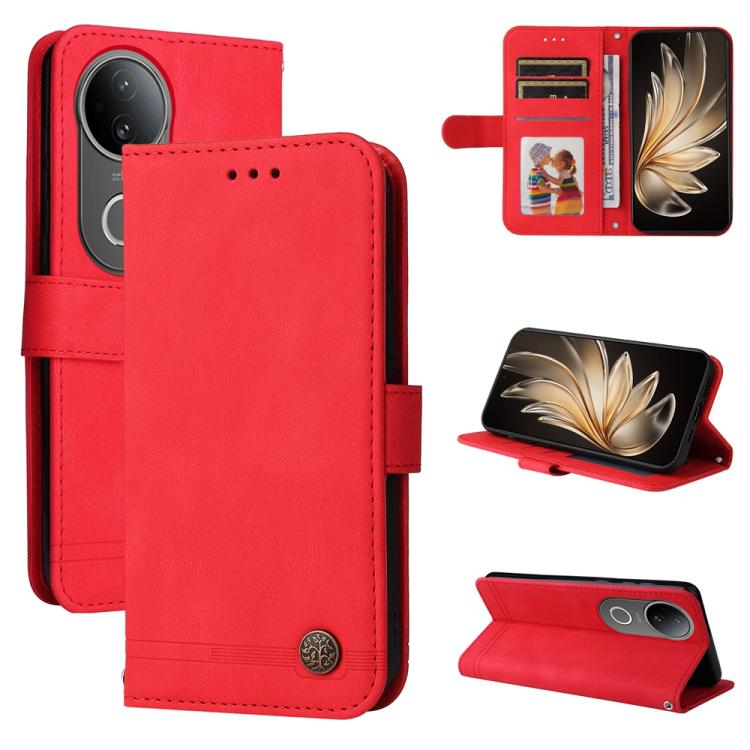 Skin Feel Life Tree Metal Button Leather Phone Case, For vivo V50 Lite 4G / 5G, For vivo Y39 5G / Y300i, For vivo Y29s 5G / Y04 4G, For vivo Y29 4G, For vivo V50, For vivo S20, For vivo S20 Pro, For vivo Y19s, For vivo X200, For vivo X200 Pro mini�����...