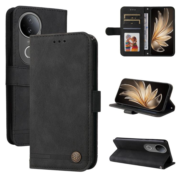 Skin Feel Life Tree Metal Button Leather Phone Case, For vivo V50 Lite 4G / 5G, For vivo Y39 5G / Y300i, For vivo Y29s 5G / Y04 4G, For vivo Y29 4G, For vivo V50, For vivo S20, For vivo S20 Pro, For vivo Y19s, For vivo X200, For vivo X200 Pro mini�����...