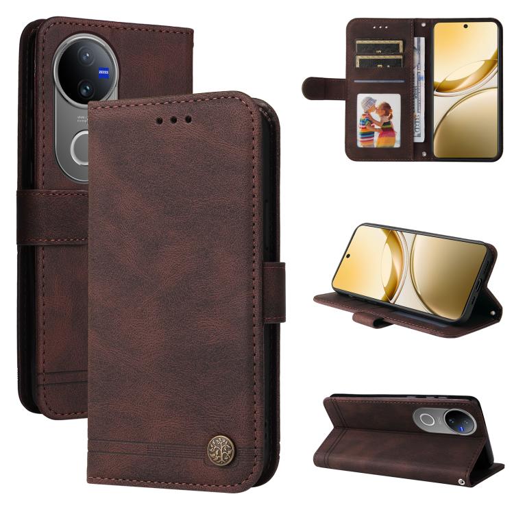 Skin Feel Life Tree Metal Button Leather Phone Case, For vivo V50 Lite 4G / 5G, For vivo Y39 5G / Y300i, For vivo Y29s 5G / Y04 4G, For vivo Y29 4G, For vivo V50, For vivo S20, For vivo S20 Pro, For vivo Y19s, For vivo X200, For vivo X200 Pro mini�����...
