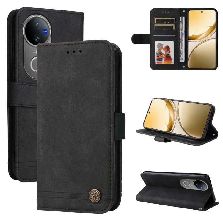 Skin Feel Life Tree Metal Button Leather Phone Case, For vivo V50 Lite 4G / 5G, For vivo Y39 5G / Y300i, For vivo Y29s 5G / Y04 4G, For vivo Y29 4G, For vivo V50, For vivo S20, For vivo S20 Pro, For vivo Y19s, For vivo X200, For vivo X200 Pro mini�����...
