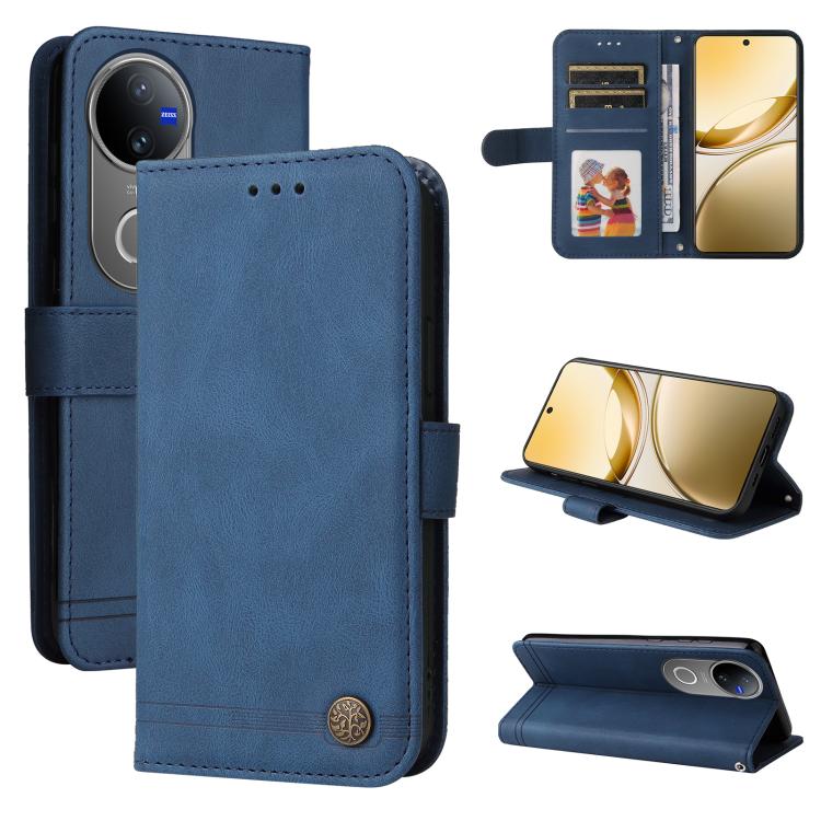 Skin Feel Life Tree Metal Button Leather Phone Case, For vivo V50 Lite 4G / 5G, For vivo Y39 5G / Y300i, For vivo Y29s 5G / Y04 4G, For vivo Y29 4G, For vivo V50, For vivo S20, For vivo S20 Pro, For vivo Y19s, For vivo X200, For vivo X200 Pro mini�����...