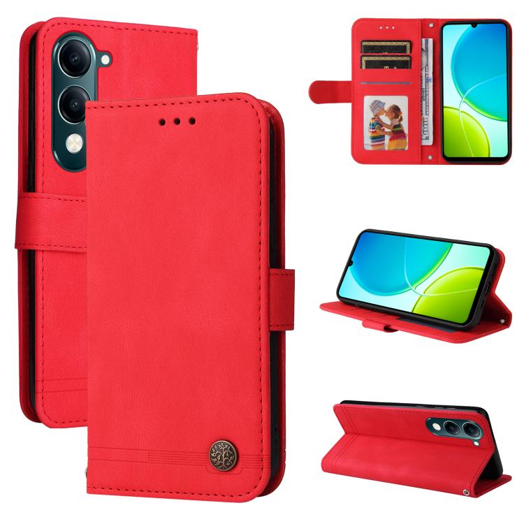 Skin Feel Life Tree Metal Button Leather Phone Case, For vivo V50 Lite 4G / 5G, For vivo Y39 5G / Y300i, For vivo Y29s 5G / Y04 4G, For vivo Y29 4G, For vivo V50, For vivo S20, For vivo S20 Pro, For vivo Y19s, For vivo X200, For vivo X200 Pro mini�����...