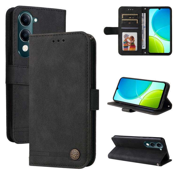 Skin Feel Life Tree Metal Button Leather Phone Case, For vivo V50 Lite 4G / 5G, For vivo Y39 5G / Y300i, For vivo Y29s 5G / Y04 4G, For vivo Y29 4G, For vivo V50, For vivo S20, For vivo S20 Pro, For vivo Y19s, For vivo X200, For vivo X200 Pro mini�����...