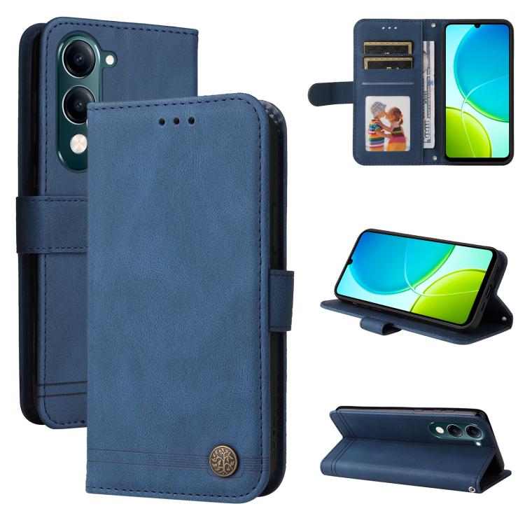 Skin Feel Life Tree Metal Button Leather Phone Case, For vivo V50 Lite 4G / 5G, For vivo Y39 5G / Y300i, For vivo Y29s 5G / Y04 4G, For vivo Y29 4G, For vivo V50, For vivo S20, For vivo S20 Pro, For vivo Y19s, For vivo X200, For vivo X200 Pro mini�����...