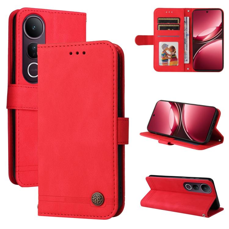 Skin Feel Life Tree Metal Button Leather Phone Case, For vivo V50 Lite 4G / 5G, For vivo Y39 5G / Y300i, For vivo Y29s 5G / Y04 4G, For vivo Y29 4G, For vivo V50, For vivo S20, For vivo S20 Pro, For vivo Y19s, For vivo X200, For vivo X200 Pro mini�����...