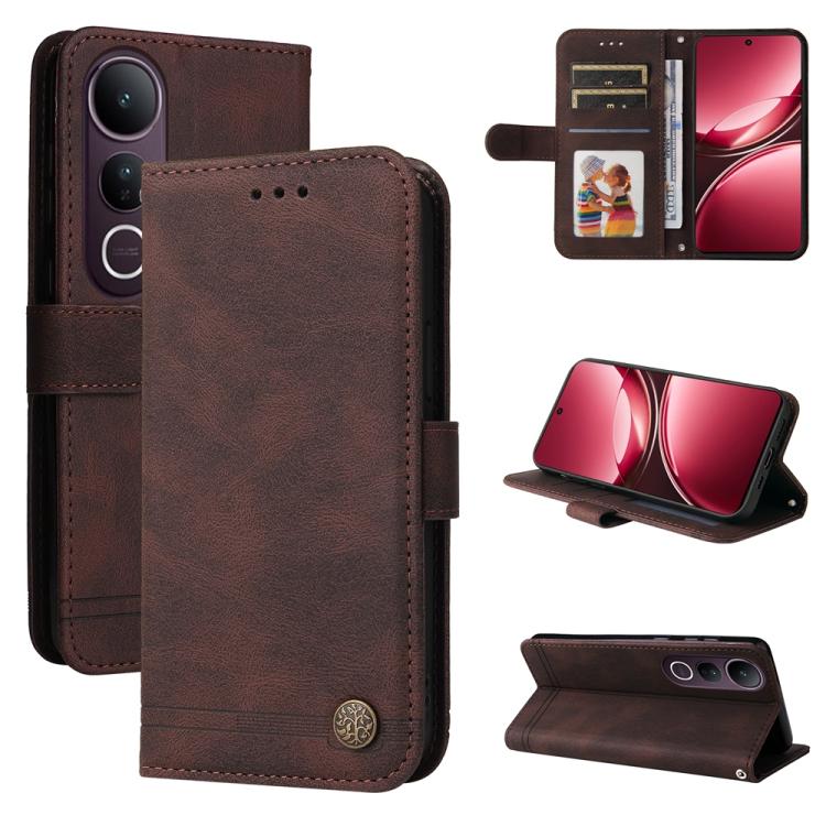 Skin Feel Life Tree Metal Button Leather Phone Case, For vivo V50 Lite 4G / 5G, For vivo Y39 5G / Y300i, For vivo Y29s 5G / Y04 4G, For vivo Y29 4G, For vivo V50, For vivo S20, For vivo S20 Pro, For vivo Y19s, For vivo X200, For vivo X200 Pro mini�����...