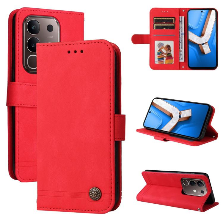 Skin Feel Life Tree Metal Button Leather Phone Case, For vivo V50 Lite 4G / 5G, For vivo Y39 5G / Y300i, For vivo Y29s 5G / Y04 4G, For vivo Y29 4G, For vivo V50, For vivo S20, For vivo S20 Pro, For vivo Y19s, For vivo X200, For vivo X200 Pro mini�����...