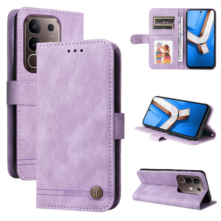 Skin Feel Life Tree Metal Button Leather Phone Case, For vivo V50 Lite 4G / 5G, For vivo Y39 5G / Y300i, For vivo Y29s 5G / Y04 4G, For vivo Y29 4G, For vivo V50, For vivo S20, For vivo S20 Pro, For vivo Y19s, For vivo X200, For vivo X200 Pro mini�����...
