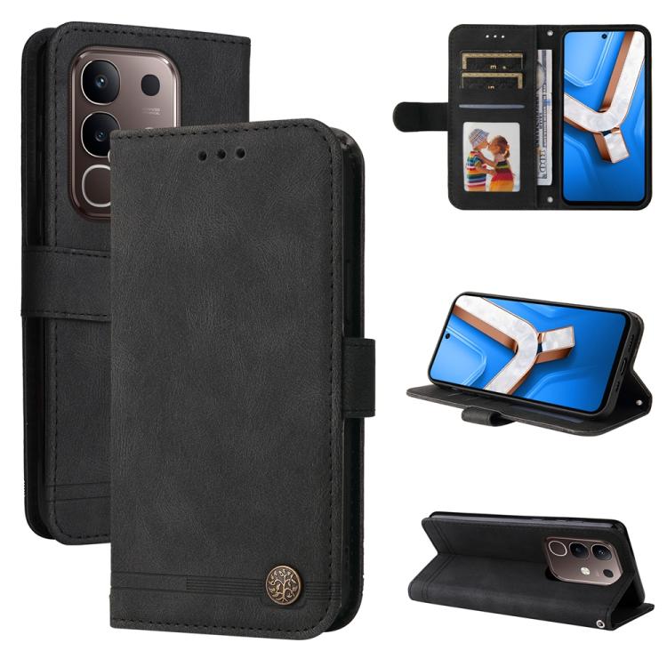 Skin Feel Life Tree Metal Button Leather Phone Case, For vivo V50 Lite 4G / 5G, For vivo Y39 5G / Y300i, For vivo Y29s 5G / Y04 4G, For vivo Y29 4G, For vivo V50, For vivo S20, For vivo S20 Pro, For vivo Y19s, For vivo X200, For vivo X200 Pro mini�����...