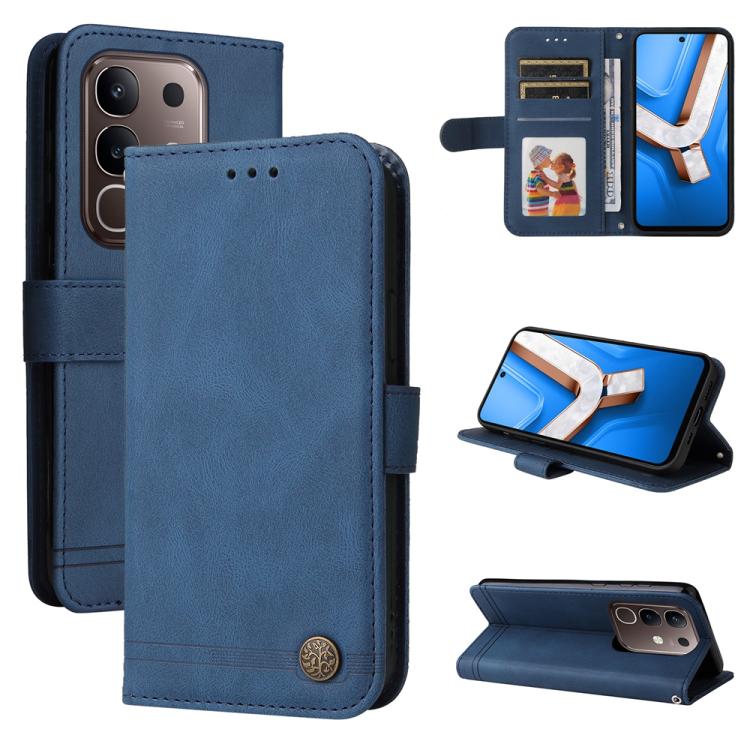 Skin Feel Life Tree Metal Button Leather Phone Case, For vivo V50 Lite 4G / 5G, For vivo Y39 5G / Y300i, For vivo Y29s 5G / Y04 4G, For vivo Y29 4G, For vivo V50, For vivo S20, For vivo S20 Pro, For vivo Y19s, For vivo X200, For vivo X200 Pro mini�����...