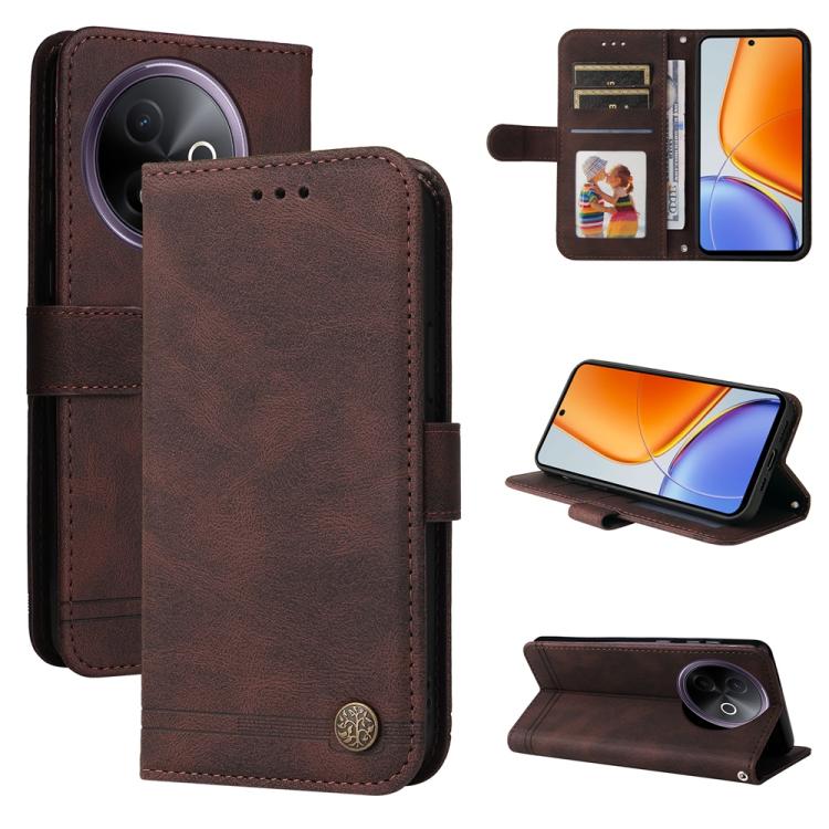 Skin Feel Life Tree Metal Button Leather Phone Case, For vivo V50 Lite 4G / 5G, For vivo Y39 5G / Y300i, For vivo Y29s 5G / Y04 4G, For vivo Y29 4G, For vivo V50, For vivo S20, For vivo S20 Pro, For vivo Y19s, For vivo X200, For vivo X200 Pro mini�����...