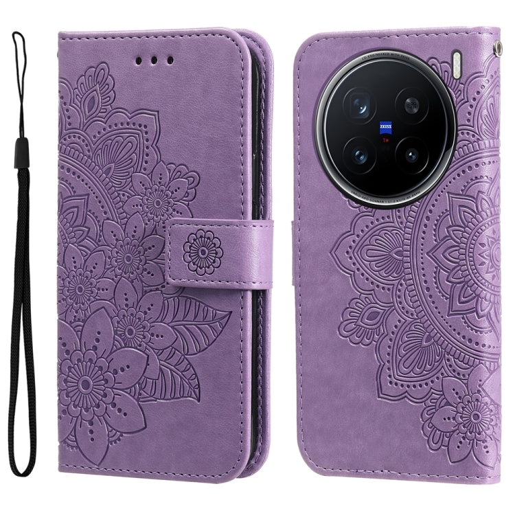 Seven-petal Flowers Embossing Leather Phone Case, For vivo V50 Lite 4G / 5G, For vivo Y39 5G / Y300i, For vivo Y29s 5G / Y04 4G, For vivo Y29 4G, For vivo V50, For vivo S20, For vivo S20 Pro, For vivo Y19s, For vivo X200, For vivo X200 Pro mini��������...