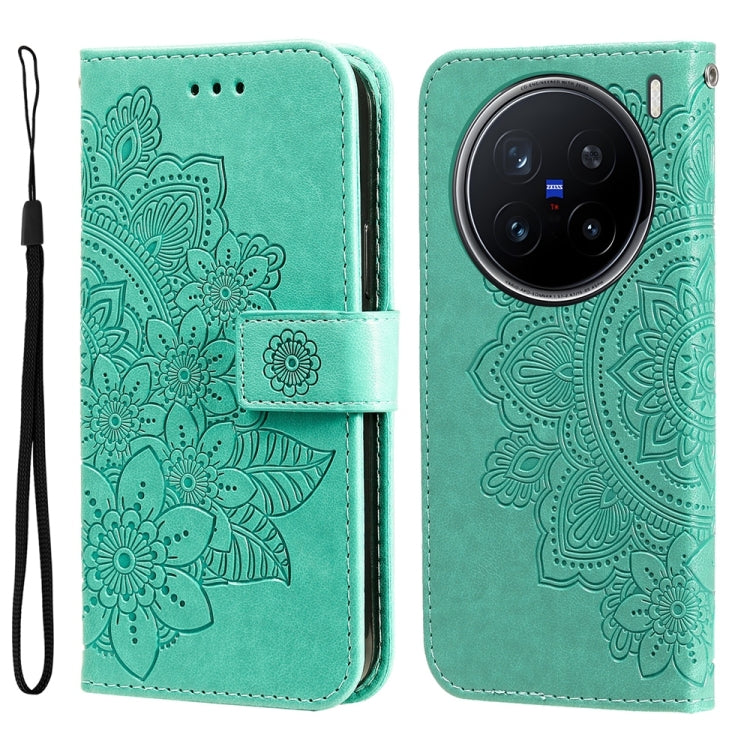 Seven-petal Flowers Embossing Leather Phone Case, For vivo V50 Lite 4G / 5G, For vivo Y39 5G / Y300i, For vivo Y29s 5G / Y04 4G, For vivo Y29 4G, For vivo V50, For vivo S20, For vivo S20 Pro, For vivo Y19s, For vivo X200, For vivo X200 Pro mini��������...