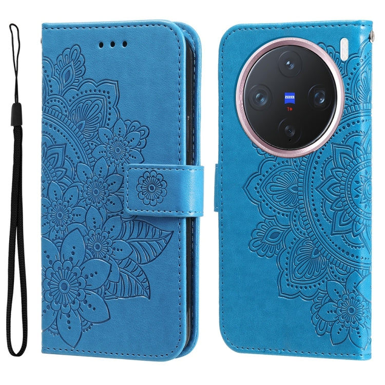 Seven-petal Flowers Embossing Leather Phone Case, For vivo V50 Lite 4G / 5G, For vivo Y39 5G / Y300i, For vivo Y29s 5G / Y04 4G, For vivo Y29 4G, For vivo V50, For vivo S20, For vivo S20 Pro, For vivo Y19s, For vivo X200, For vivo X200 Pro mini��������...