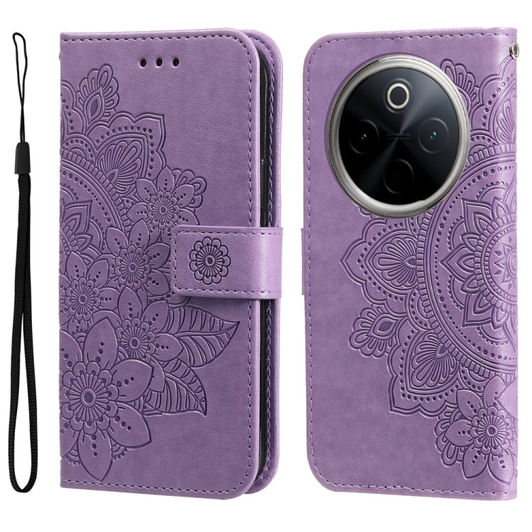 Seven-petal Flowers Embossing Leather Phone Case, For vivo V50 Lite 4G / 5G, For vivo Y39 5G / Y300i, For vivo Y29s 5G / Y04 4G, For vivo Y29 4G, For vivo V50, For vivo S20, For vivo S20 Pro, For vivo Y19s, For vivo X200, For vivo X200 Pro mini��������...