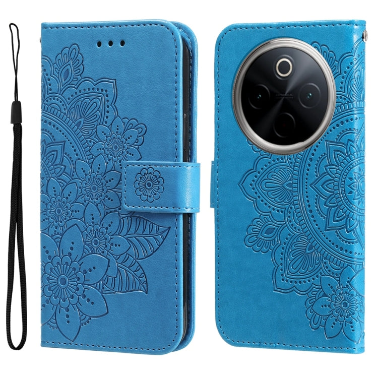 Seven-petal Flowers Embossing Leather Phone Case, For vivo V50 Lite 4G / 5G, For vivo Y39 5G / Y300i, For vivo Y29s 5G / Y04 4G, For vivo Y29 4G, For vivo V50, For vivo S20, For vivo S20 Pro, For vivo Y19s, For vivo X200, For vivo X200 Pro mini��������...