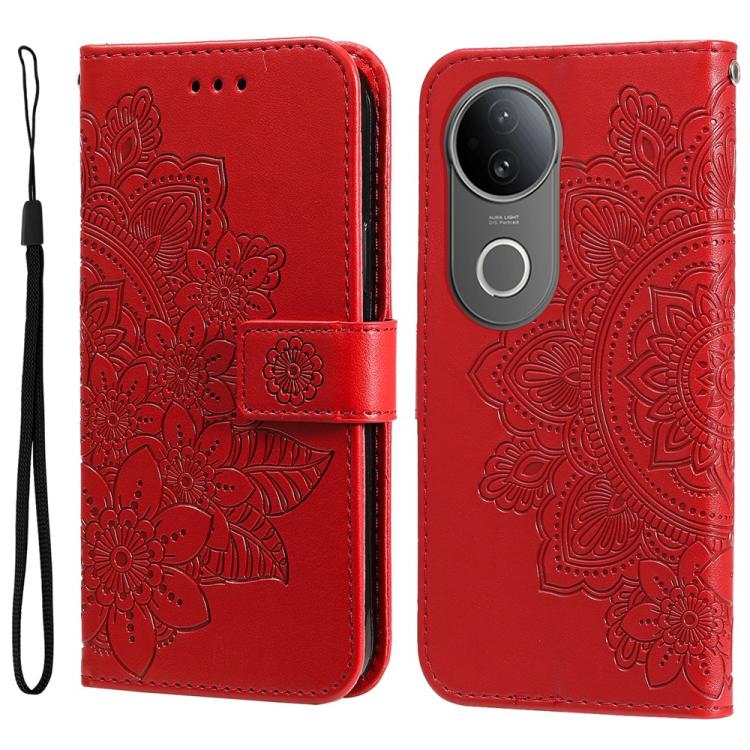 Seven-petal Flowers Embossing Leather Phone Case, For vivo V50 Lite 4G / 5G, For vivo Y39 5G / Y300i, For vivo Y29s 5G / Y04 4G, For vivo Y29 4G, For vivo V50, For vivo S20, For vivo S20 Pro, For vivo Y19s, For vivo X200, For vivo X200 Pro mini��������...