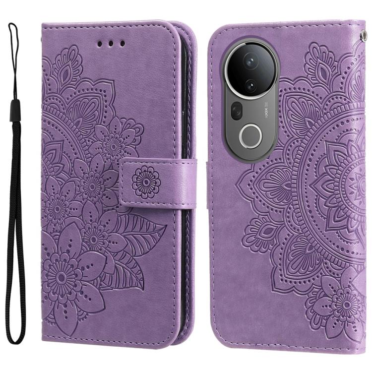 Seven-petal Flowers Embossing Leather Phone Case, For vivo V50 Lite 4G / 5G, For vivo Y39 5G / Y300i, For vivo Y29s 5G / Y04 4G, For vivo Y29 4G, For vivo V50, For vivo S20, For vivo S20 Pro, For vivo Y19s, For vivo X200, For vivo X200 Pro mini��������...