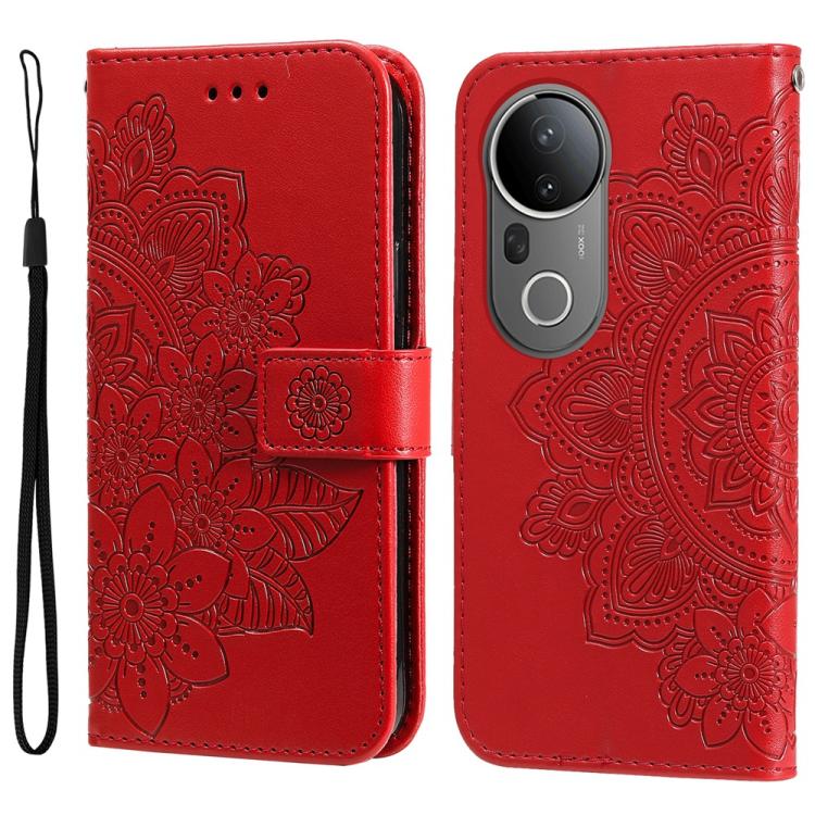 Seven-petal Flowers Embossing Leather Phone Case, For vivo V50 Lite 4G / 5G, For vivo Y39 5G / Y300i, For vivo Y29s 5G / Y04 4G, For vivo Y29 4G, For vivo V50, For vivo S20, For vivo S20 Pro, For vivo Y19s, For vivo X200, For vivo X200 Pro mini��������...