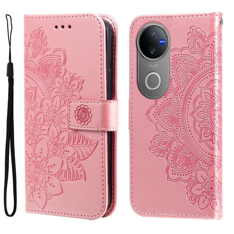 Seven-petal Flowers Embossing Leather Phone Case, For vivo V50 Lite 4G / 5G, For vivo Y39 5G / Y300i, For vivo Y29s 5G / Y04 4G, For vivo Y29 4G, For vivo V50, For vivo S20, For vivo S20 Pro, For vivo Y19s, For vivo X200, For vivo X200 Pro mini��������...