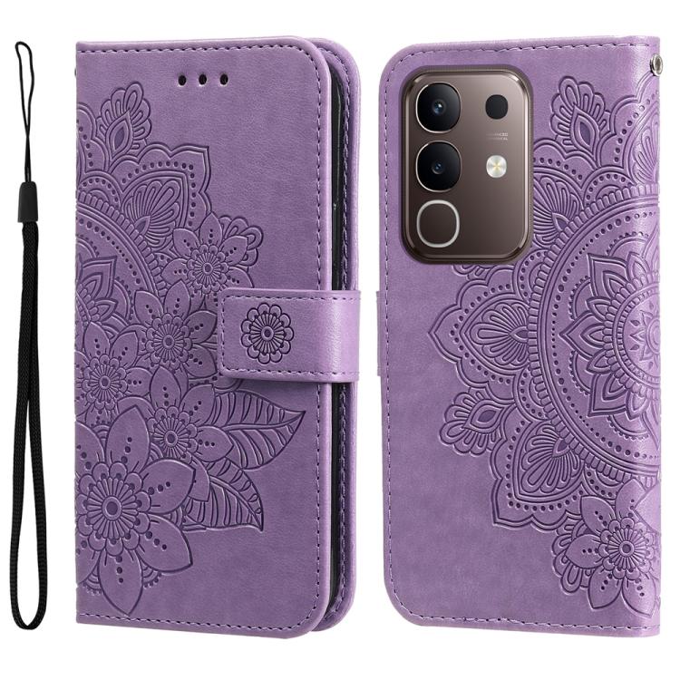 Seven-petal Flowers Embossing Leather Phone Case, For vivo V50 Lite 4G / 5G, For vivo Y39 5G / Y300i, For vivo Y29s 5G / Y04 4G, For vivo Y29 4G, For vivo V50, For vivo S20, For vivo S20 Pro, For vivo Y19s, For vivo X200, For vivo X200 Pro mini��������...