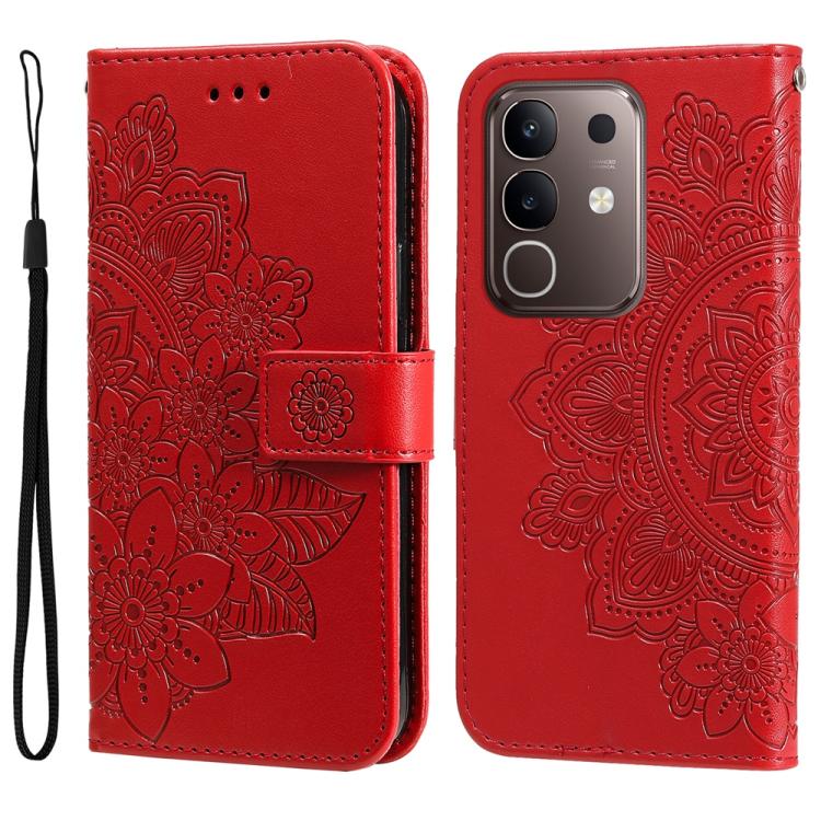 Seven-petal Flowers Embossing Leather Phone Case, For vivo V50 Lite 4G / 5G, For vivo Y39 5G / Y300i, For vivo Y29s 5G / Y04 4G, For vivo Y29 4G, For vivo V50, For vivo S20, For vivo S20 Pro, For vivo Y19s, For vivo X200, For vivo X200 Pro mini��������...