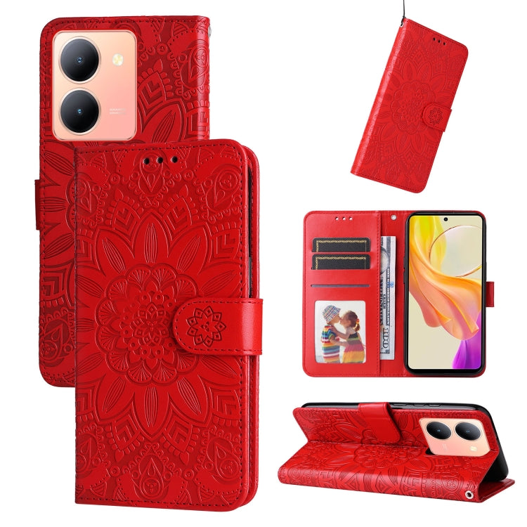 Embossed Sunflower Leather Phone Case, For vivo Y78 5G Foreign